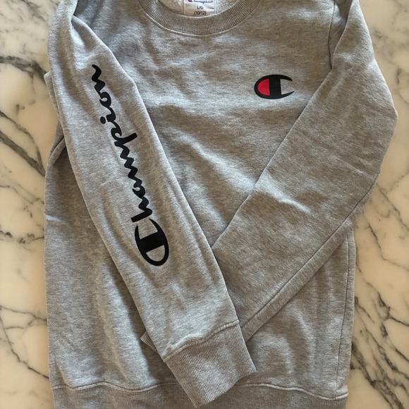Kids Grey Champion Crewneck Sweatshirt - Picture 3 of 5